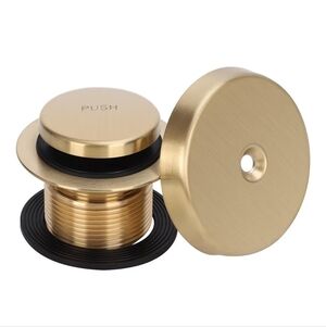 Brushed Gold Push-Button Bath Drain Stopper - Modern Pop-Up Design